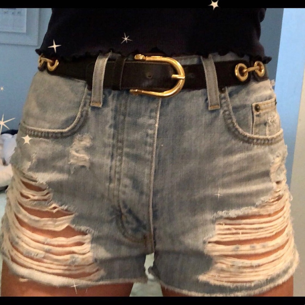 LF Cramer light wash ripped Jean shorts